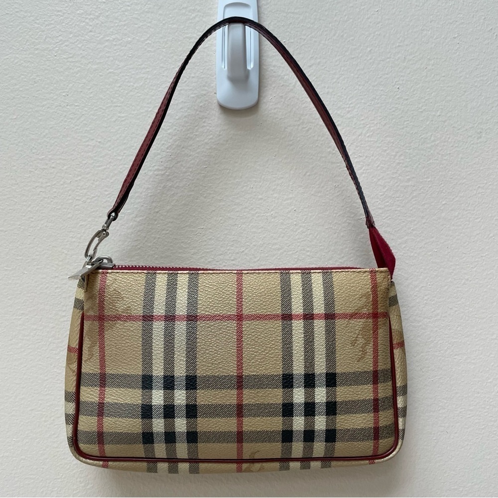 Burberry Haymarket Check Top Handle Zip Closure Logo Clasp Mini Bag - Picture 11 of 14